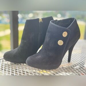 Guess Black Ankle Booties with Gold Buttons